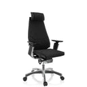 Siège de bureau haut de gamme GENIDIA PRO avec revêtement en tissu noir et étoile polie de hjh OFFICE