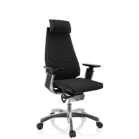 Siège de bureau haut de gamme GENIDIA PRO avec revêtement en tissu noir et étoile polie de hjh OFFICE