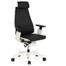 Siège de bureau haut de gamme GENIDIA PRO WHITE avec revêtement en cuir noir et structure blanche de hjh OFFICE