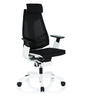 Siège de bureau haut de gamme GENIDIA PRO WHITE avec revêtement en maille noire et structure blanche de hjh OFFICE