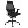Siège de bureau de qualité professionnelle GENIDIA SMART BLACK CM avec revêtement en maille noire et éléments chromés de hjh OFFICE