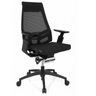 Siège de bureau de qualité professionnelle GENIDIA SMART BLACK avec revêtement en maille noire et accoudoirs de hjh OFFICE