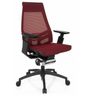 Siège de bureau de qualité professionnelle GENIDIA SMART BLACK avec revêtement en maille rouge et noire et accoudoirs noirs de hjh OFFICE