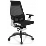 Siège de bureau de qualité professionnelle GENIDIA SMART WHITE CM avec revêtement en maille noire et détails chromés de hjh OFFICE