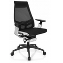 Siège de bureau de qualité professionnelle GENIDIA SMART WHITE CM avec revêtement en maille noire et détails chromés de hjh OFFICE