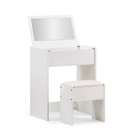 Coiffeuse Glamdesk en blanc avec miroir intégré et tabouret rembourré assorti de hjh LIVING
