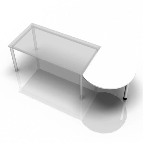 Table d'appoint blanche HA60 / HA80 / HA160 avec un coin semi-circulaire sur pieds en métal de hjh OFFICE PRO