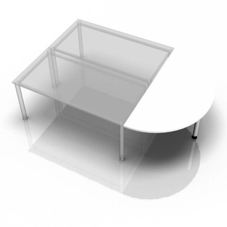 Table d'appoint blanche HA60 / HA80 / HA160 avec plateau semi-circulaire et pieds en métal de hjh OFFICE PRO