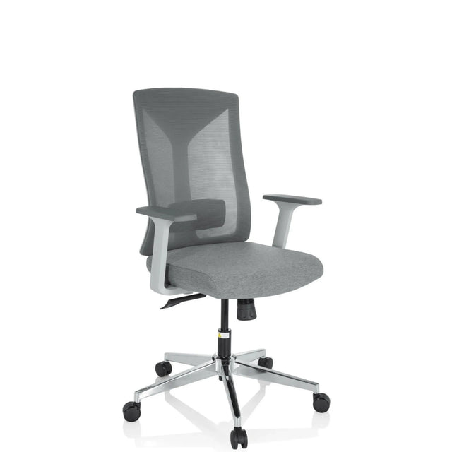 Siège de bureau de qualité professionnelle HALIFAX gris avec dossier en maille et étoile polie de hjh OFFICE