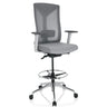 Chaise de comptoir HALIFAX WORK grise avec dossier en maille, repose-pieds et base à roulettes de hjh OFFICE