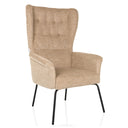 Fauteuil rembourré beige HAVENIO avec capitonnage et pieds en métal noir de hjh LIVING