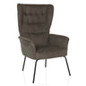 Fauteuil rembourré HAVENIO gris foncé avec dossier matelassé et pieds en métal noirs de hjh LIVING