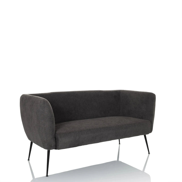 Canapé lounge HAYRIVER gris avec revêtement en tissu et quatre pieds fins en métal noir de hjh LIVING