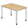 Bureau réglable en hauteur HILO 12 S aspect érable avec quatre pieds argentés de hjh OFFICE PRO