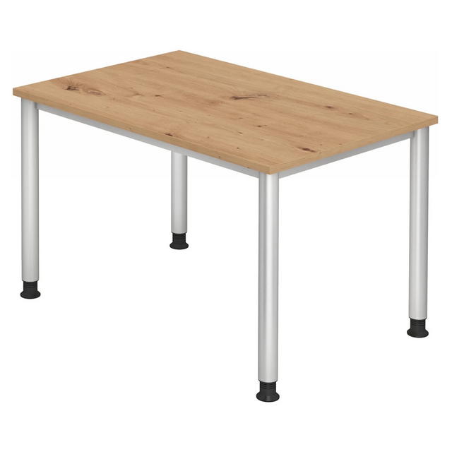 Bureau réglable en hauteur HILO 12 S en chêne rustique avec pieds argentés de hjh OFFICE PRO