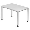 Bureau réglable en hauteur HILO 12 S en blanc avec quatre pieds ronds de hjh OFFICE PRO