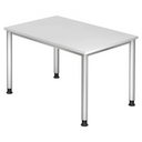 Bureau réglable en hauteur HILO 12 S en blanc avec quatre pieds ronds de hjh OFFICE PRO