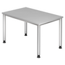 Bureau gris HILO 12 S avec quatre pieds ronds et une surface lisse de hjh OFFICE PRO