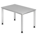 Bureau gris HILO 12 S avec quatre pieds ronds et une surface lisse de hjh OFFICE PRO