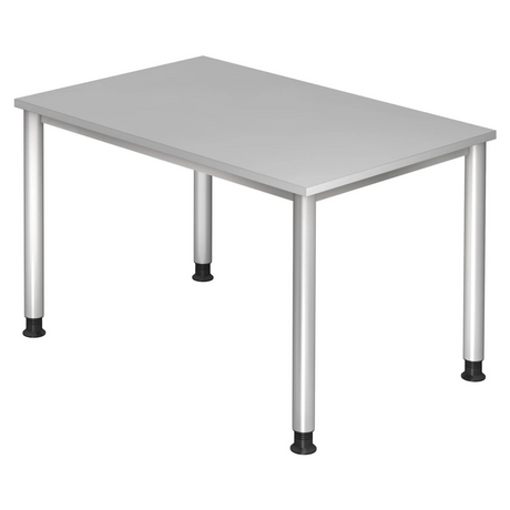 Bureau gris HILO 12 S avec quatre pieds ronds et une surface lisse de hjh OFFICE PRO