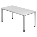 Bureau réglable en hauteur HILO 16 S en blanc avec quatre pieds argentés de hjh OFFICE PRO