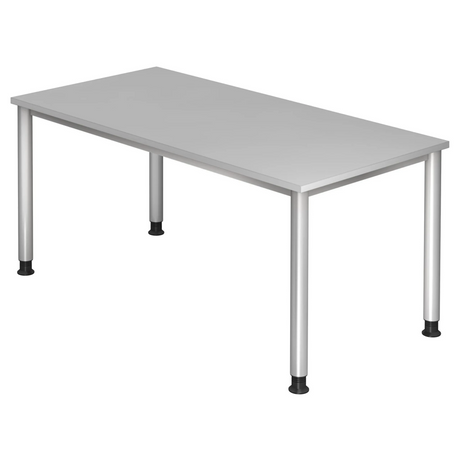 Bureau gris HILO 16 S avec quatre pieds ronds et une surface lisse de hjh OFFICE PRO