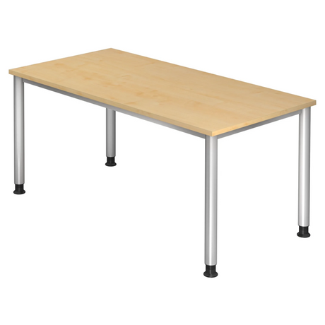 Bureau réglable en hauteur HILO 16 S avec plateau en bois d'érable et pieds argentés de hjh OFFICE PRO