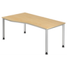Bureau réglable en hauteur HILO 18 S aspect érable avec pieds argentés de hjh OFFICE PRO
