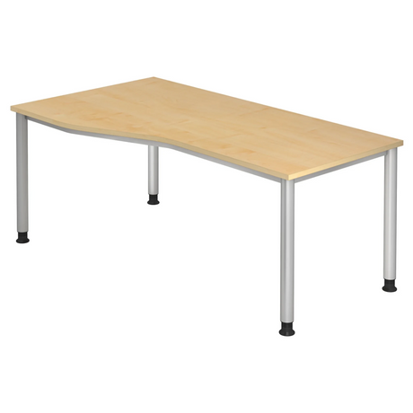 Bureau réglable en hauteur HILO 18 S aspect érable avec pieds argentés de hjh OFFICE PRO