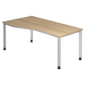 Bureau réglable en hauteur HILO 18 S aspect chêne avec quatre pieds en métal argenté de hjh OFFICE PRO