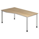 Bureau réglable en hauteur HILO 18 S aspect chêne avec quatre pieds en métal argenté de hjh OFFICE PRO