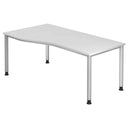 Bureau blanc HILO 18 S avec plateau incurvé et quatre pieds argentés de hjh OFFICE PRO