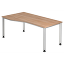 Bureau HILO 18 S aspect noyer avec pieds argentés de hjh OFFICE PRO