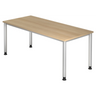 Bureau réglable en hauteur HILO 19 S aspect chêne avec quatre pieds argentés de hjh OFFICE PRO