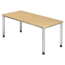 Bureau réglable en hauteur HILO 19 S avec plateau en érable clair et pieds argentés de hjh OFFICE PRO