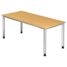 Bureau réglable en hauteur HILO 19 S aspect hêtre avec pieds en métal argenté de hjh OFFICE PRO