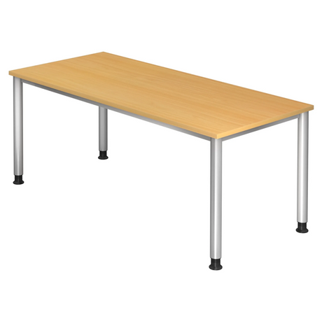 Bureau réglable en hauteur HILO 19 S aspect hêtre avec pieds en métal argenté de hjh OFFICE PRO