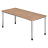 Bureau réglable en hauteur HILO 19 S avec plateau en noyer et pieds argentés de hjh OFFICE PRO
