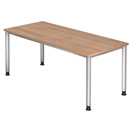 Bureau réglable en hauteur HILO 19 S avec plateau en noyer et pieds argentés de hjh OFFICE PRO
