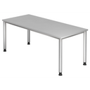 Bureau gris HILO 19 S avec un plateau lisse et quatre pieds ronds de hjh OFFICE PRO