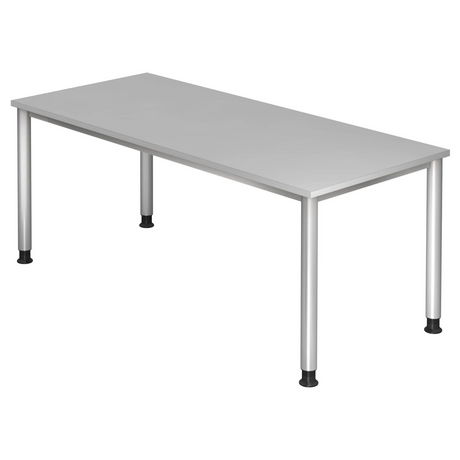 Bureau gris HILO 19 S avec un plateau lisse et quatre pieds ronds de hjh OFFICE PRO
