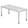 Bureau réglable en hauteur HILO 19 S en blanc avec quatre pieds ronds en métal de hjh OFFICE PRO