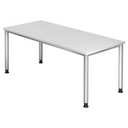 Bureau réglable en hauteur HILO 19 S en blanc avec quatre pieds ronds en métal de hjh OFFICE PRO
