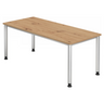 Bureau réglable en hauteur HILO 19 S en chêne rustique avec quatre pieds argentés de hjh OFFICE PRO