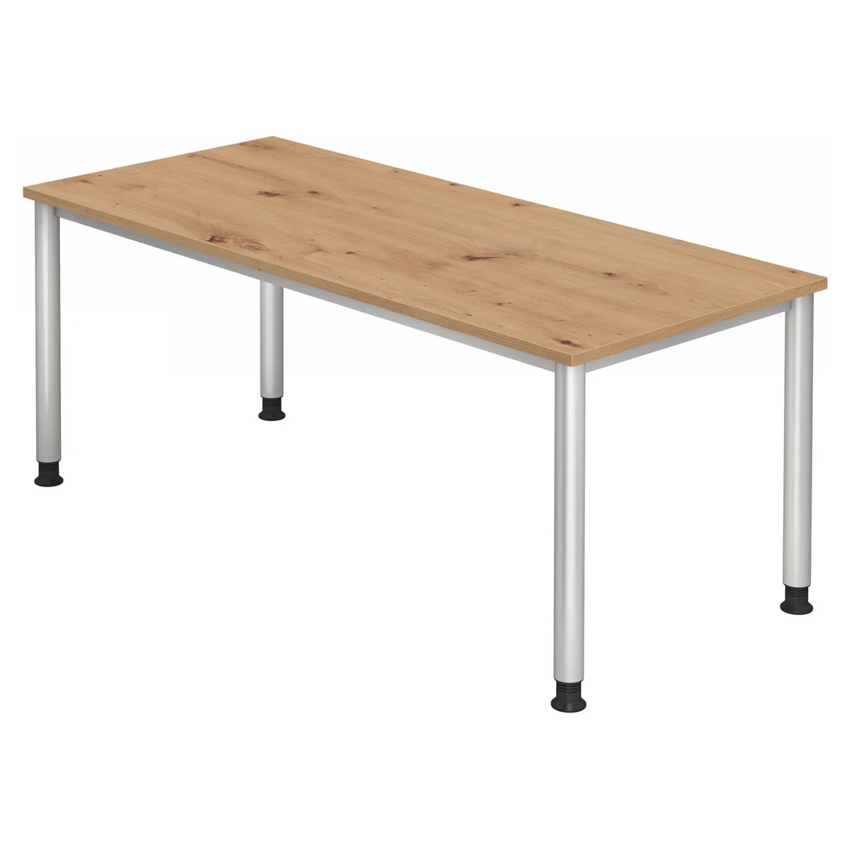 Bureau réglable en hauteur HILO 19 S en chêne rustique avec quatre pieds argentés de hjh OFFICE PRO