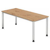 Bureau réglable en hauteur HILO 19 S en chêne rustique avec quatre pieds argentés de hjh OFFICE PRO