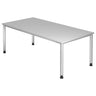 Bureau gris HILO 2E S avec plateau rectangulaire et quatre pieds ronds de hjh OFFICE PRO