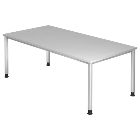 Bureau gris HILO 2E S avec plateau rectangulaire et quatre pieds ronds de hjh OFFICE PRO