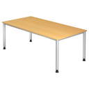 Bureau réglable en hauteur HILO 2E S aspect hêtre avec pieds argentés de hjh OFFICE PRO