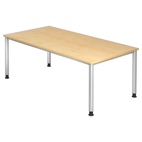 Bureau réglable en hauteur HILO 2E S aspect érable avec pieds argentés de hjh OFFICE PRO